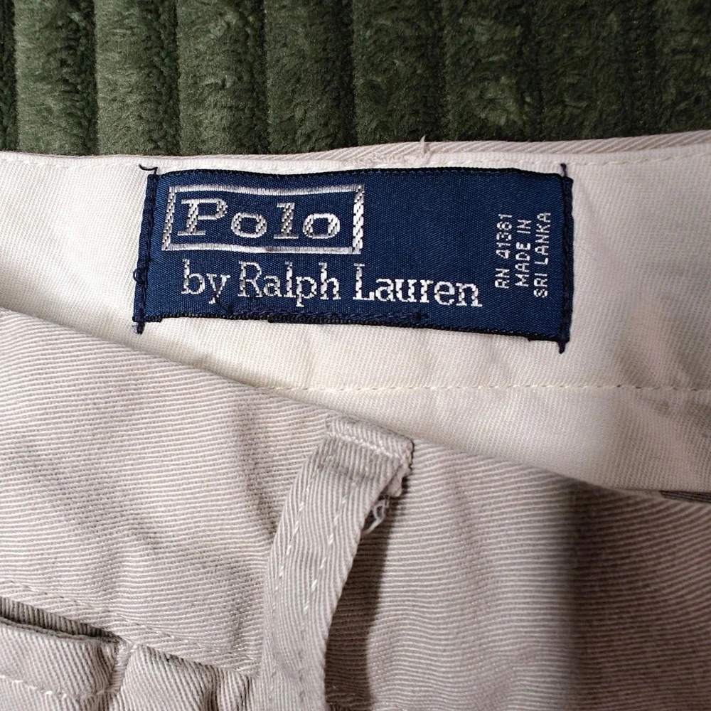 VTG Polo Ralph Lauren Mens Chino Pants 36x34 Khaki Tan Cotton Straight Leg